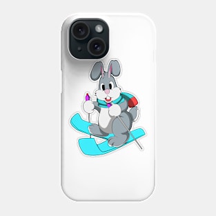 Rabbit as Skier with Skis Phone Case