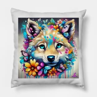 VIBRANT VISIONS (WOLF CUB) Pillow