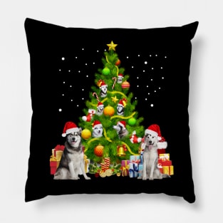 Husky Christmas Tree Pillow