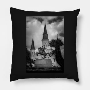 General Of New Orleans In Black and White Pillow