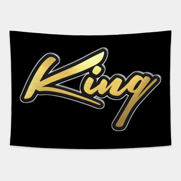 Shiny black and Gold KING word ver1 Tapestry by Donperion