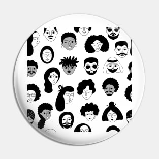 Seamless pattern with man and woman faces Pin