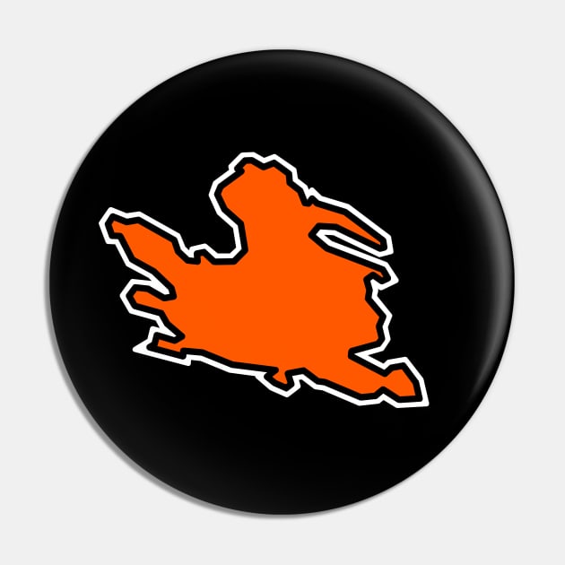 Mayne Island BC Silhouette - Tangerine Orange - Mayne Island Pin by City of Islands