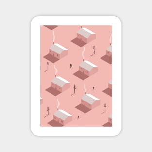 Lovely Pink Houses Magnet