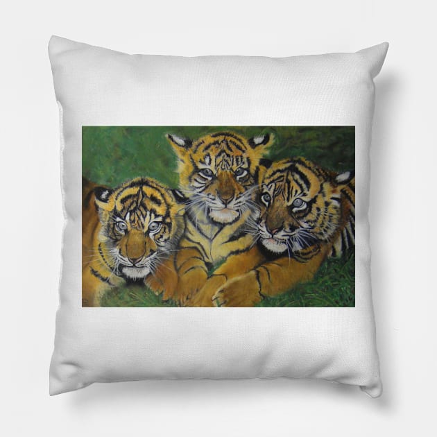 3 tigers in the grass......... Pillow by angipangi7