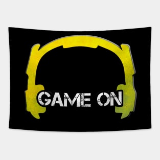 Headphones - Gamer - Graphic Gaming - Video Game Lover - Gold Yellow Tapestry