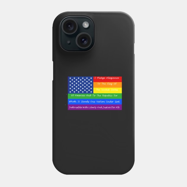 gay pride flag with pledge of allegiance Phone Case by wolfmanjaq