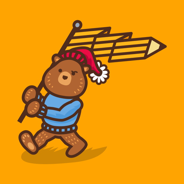 Pencil Bear with Flag by DangerHuskie