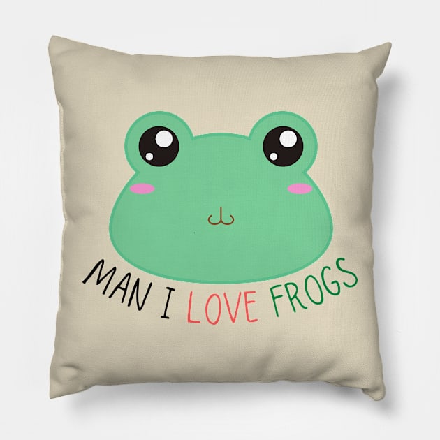 Man I Love Cute Frogs Pillow by casualism