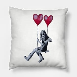 Low Poly Banksy Girl Pillow