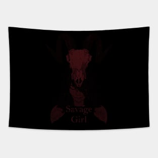 ASCii Savage Girl w/ text (Red) Tapestry