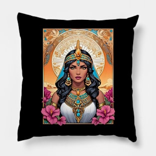 Cleopatra Queen of Egypt retro vintage floral design Pillow
