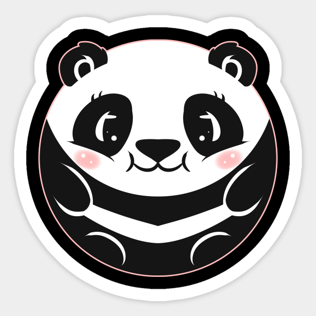 Black And White Circle Panda - Panda - Sticker | TeePublic