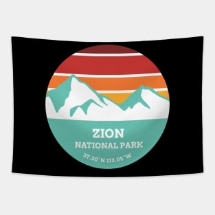 Zion National Park Retro Mountain Tapestry