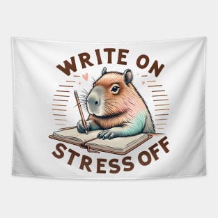 Write On, Stress Off Capybara Journaling Tapestry