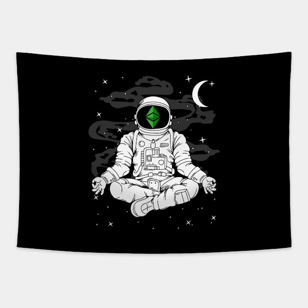 Astronaut Yoga Ethereum Classic ETH Coin To The Moon Crypto Token Cryptocurrency Blockchain Wallet Birthday Gift For Men Women Kids Tapestry by Thingking About