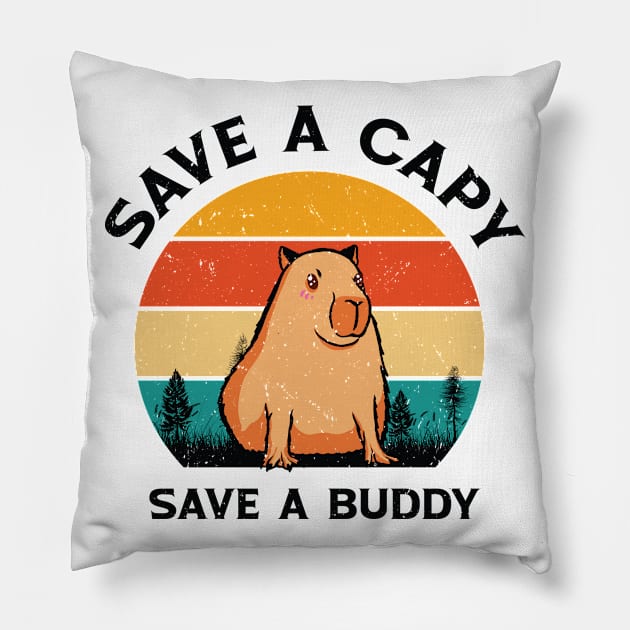 World Wildlife Day Capybara Animal Welfare Retro Wildlife Pillow by Tom´s TeeStore