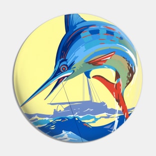 Vintage Travel Poster Deep Sea Sport in New Zealand Waters Pin