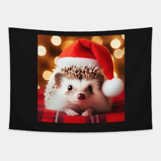 a cute little hedgehog wearing a santa hat at christmas time Tapestry