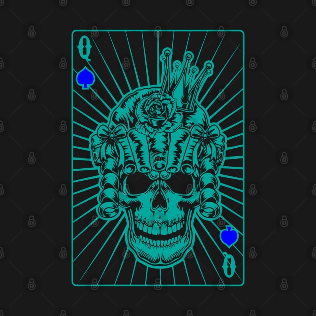 Queen of Spades Green Skull by Ravensdesign