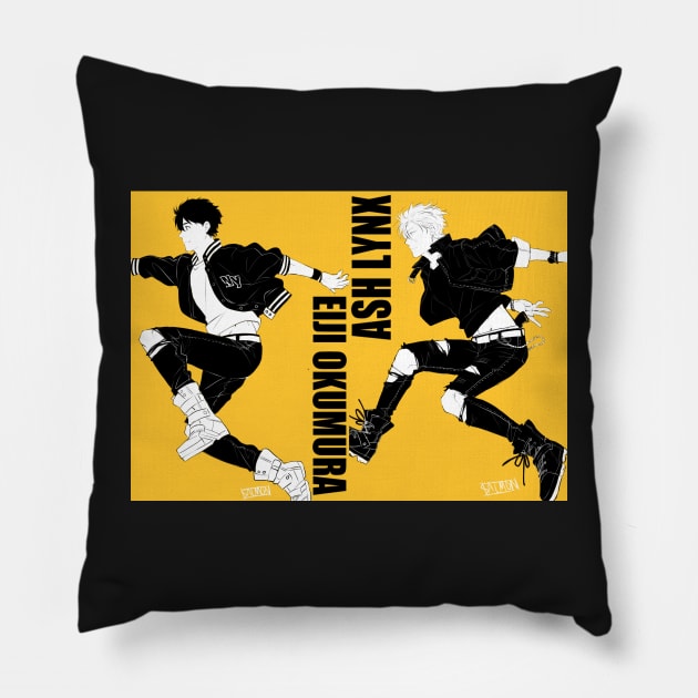 Ash and Eiji Jump Pillow by MykaAndSalmon