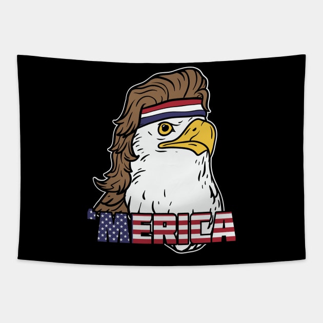 'Merica Bald Mullet Eagle Design Tapestry by Nowhereman78