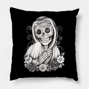 Santa muerte with flowers day of the dead. Pillow