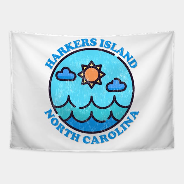 Harkers Island, NC Summertime Vacationing Ocean Skyline Tapestry by Contentarama