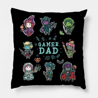 Gamer Dad Fantasy RPG Characters Pillow