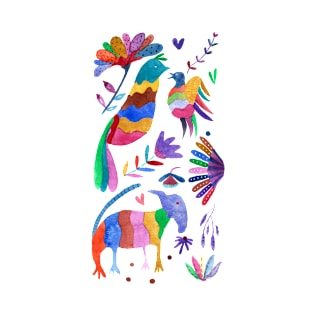 Otomi animals and flowers colorful T-Shirt