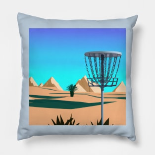 Disc Golf a Desert with Pyramids Pillow