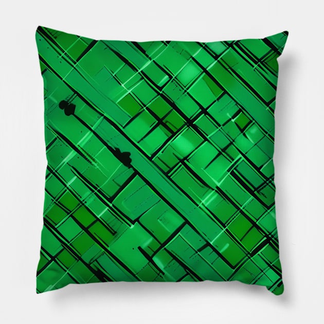 Comic Book Style Green Brick Wall (MD23Bgs008d) Pillow by Maikell Designs