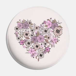 Wildflowers Boho Flowers Heart design Pin