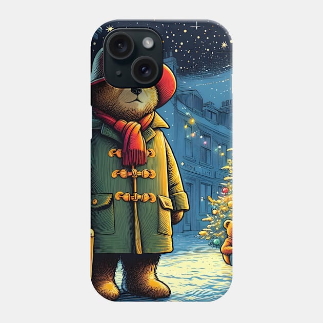 Charm and Cheer: Festive Paddington Bear Christmas Art Prints for a Whimsical Holiday Celebration! Phone Case by insaneLEDP