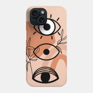 Psychedelic eyes, abstract shapes and leaves. Phone Case