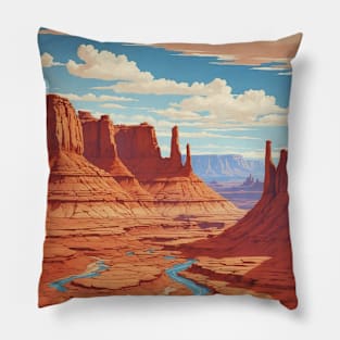 Canyonlands National Park Texas USA Travel Tourism Retro Vintage Pillow