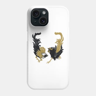 The Couple Rooster Chicken Japanese Woodcut Printing Style Phone Case