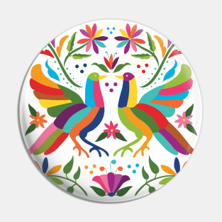 Mexican Otomí Love Birds / Colorful & happy art by Akbaly Pin