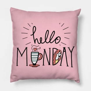 Cute Lettering Quote Monday With Character Design Pillow