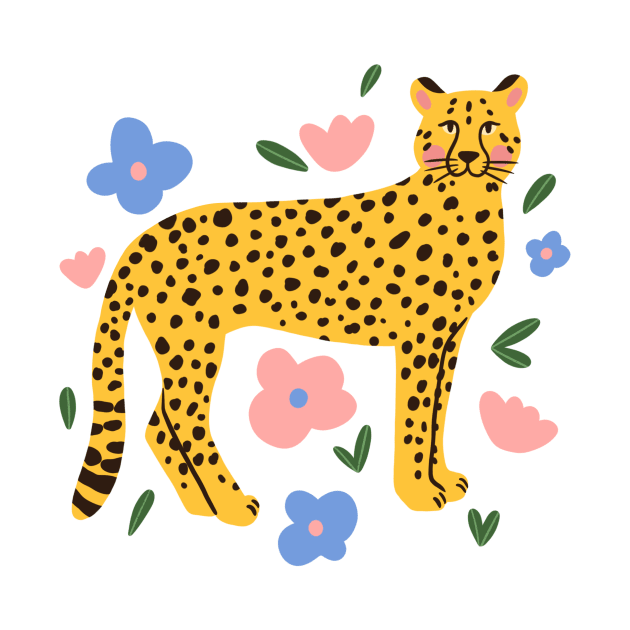 Cheetah with flowers by rafaelaper