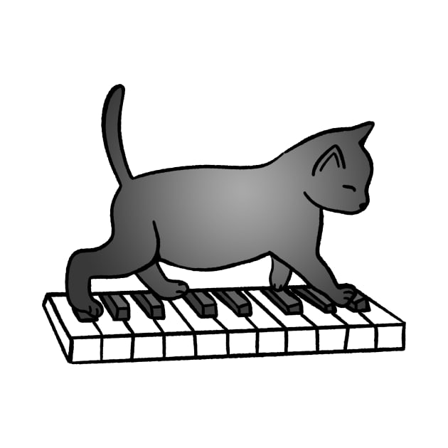 Cat Playing Piano by Kelly Louise Art