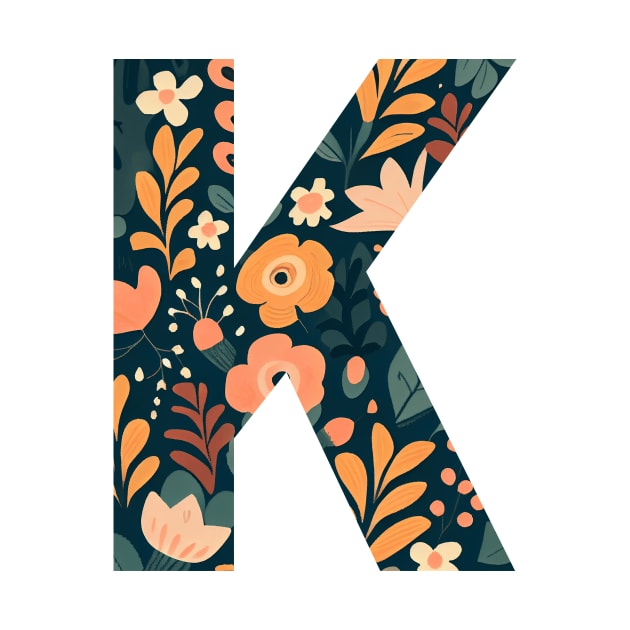 Whimsical Floral Letter K by BotanicalWoe