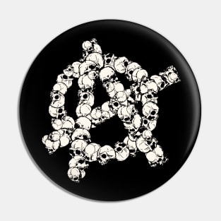 A anarchy symbol made of skulls Pin