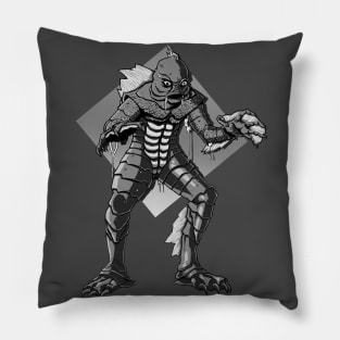 Creature from the Black Lagoon Black and White Pillow