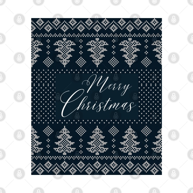 Black and White Ugly sweater Pattern Merry Christmas by ARTSYVIBES111