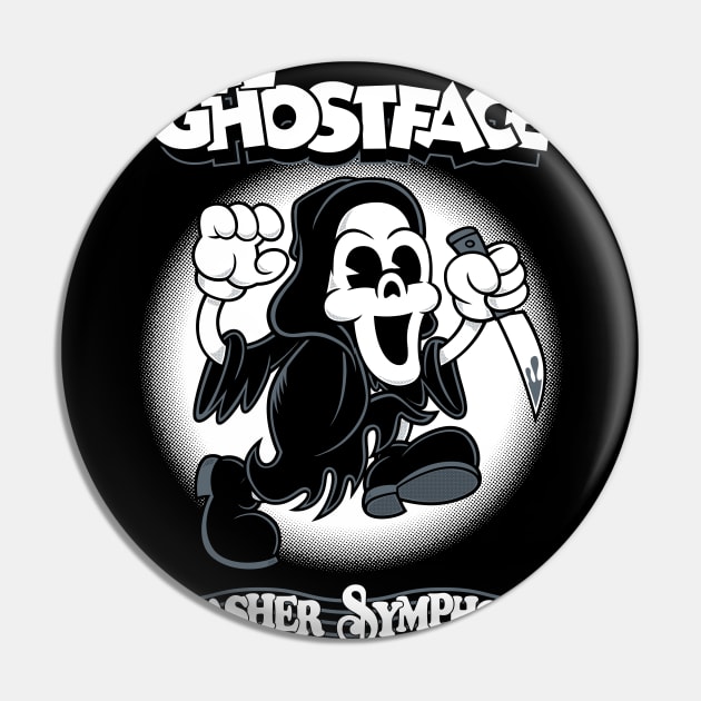 Lil' Ghostface - Creepy Cute Rubberhose Cartoon Slasher Horror Pin by Nemons