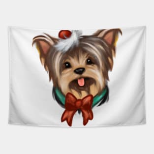 Cute Yorkshire Terrier Drawing Tapestry