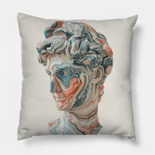 Marbled Mystique: Abstract Art Bust Sculpture Print Pillow