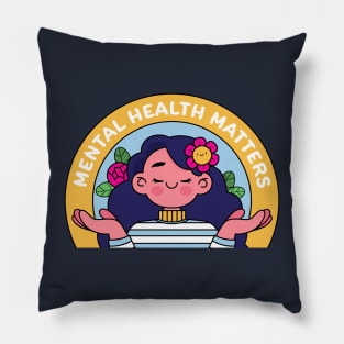 mental health matters, end the stigma, support, bipolar, ocd, just breath, inhale, exhale, yoga, meditation, mindfullness Pillow