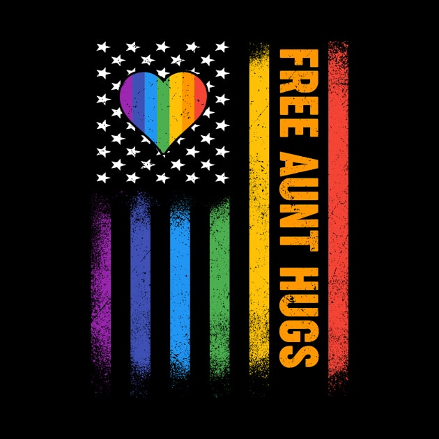 Free Aunt Hugs US Flag Lgbt Gay Les Pride Month by melitasessin